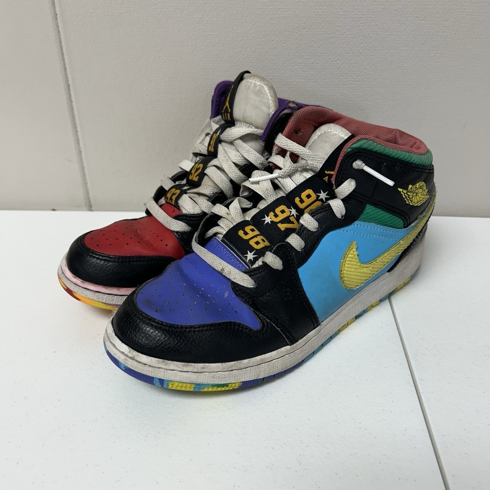 Jordan 1 Mid SS Six Championships GS Kids Sz 7Y FD1317-007 Multi *Missing Insole